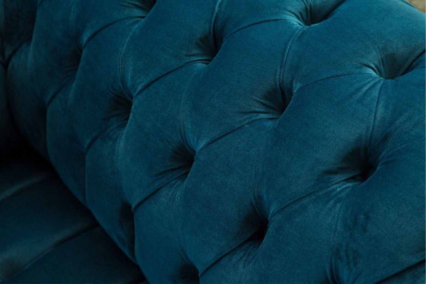 Chesterfield Armchair Design Upholstery Sofa Couch Blue Textile Furniture