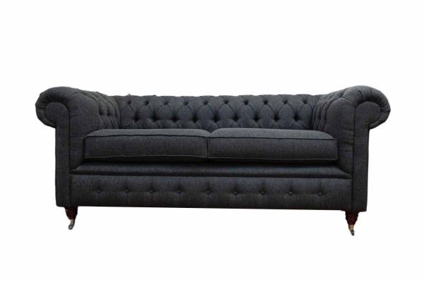 Chesterfield Couch Upholstery Furniture Two-seater Couches Sofas Fabric Gray