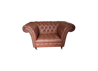Luxury Chesterfield Armchair Leather Seat Lounge Armchair Brown Modern
