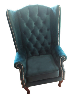 Wing Chair Chesterfield Velvet Single Seater Luxury Armchair Couches Sofa