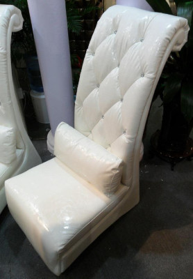 Luxury Armchair Chesterfield Imitation leather 1 Seater White Armchair Lounge