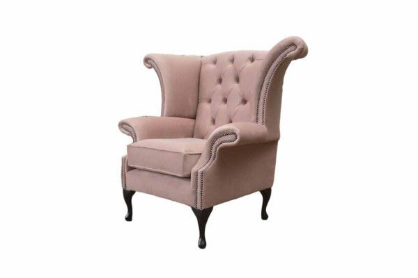 Wing Chair Armchair Velvet Design Upholstery Sofa Chesterfield Textile Furniture