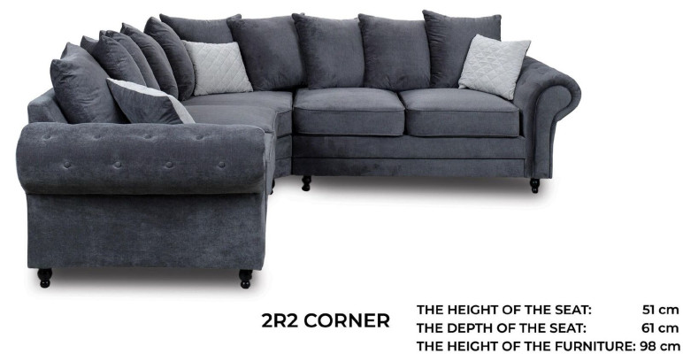 Modern Corner sofa Sofa Style Gray Sofa Upholstery Fabric Textile Furniture L-shape Couches