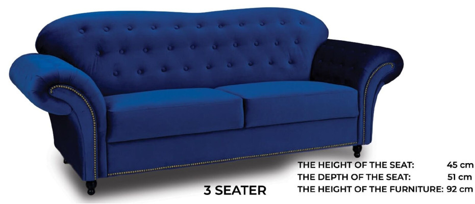 Chesterfield Sofa set Couch Upholstery Furniture 3+2+1 Velvet fabric Couches