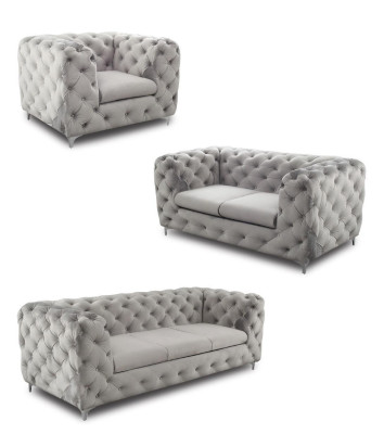 Chesterfield sofa set couch sofa set velvet gray couches seating furniture