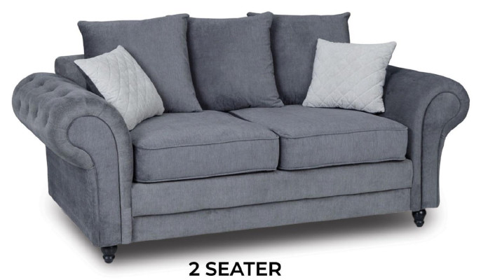 Gray Chesterfield Couch Upholstery Furniture Fabric Couches Sofas Two-seater