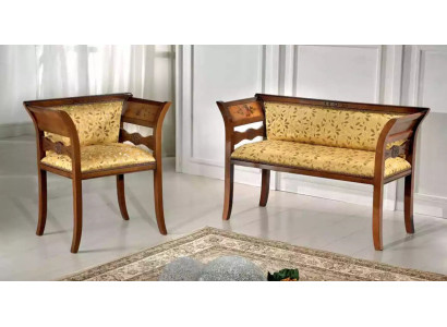 Designer seating set upholstered bench luxury seating furniture Fabric Chair 2+1 Seat