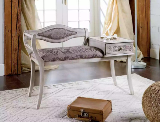 Luxury upholstered bench Living room Textile Furniture Style Classic r new