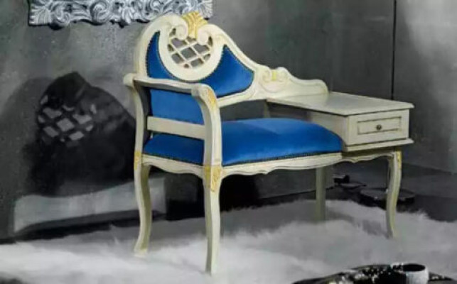 Classic r Stool Blue Bench seat Luxury seat furniture Fabric Textile new Seat