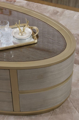 Oval coffee table luxury sofa side tables wooden table Dubai luxury hotel