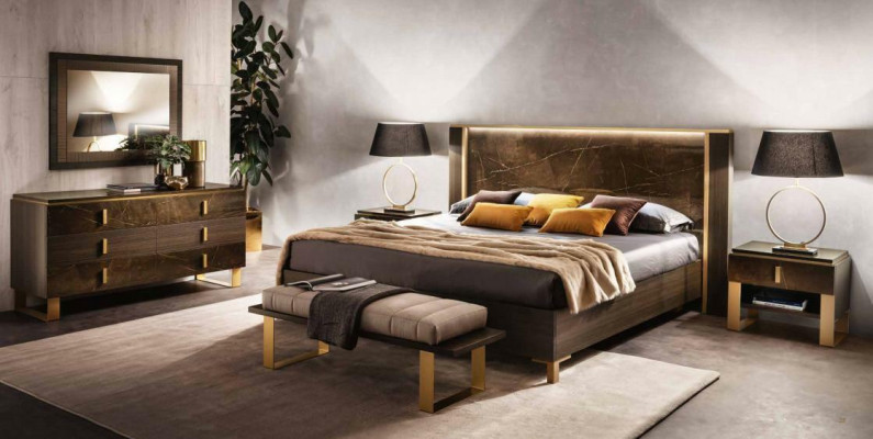 Bed Bedroom Set Design Modern Luxury 2x Bedside table Italian 3-piece