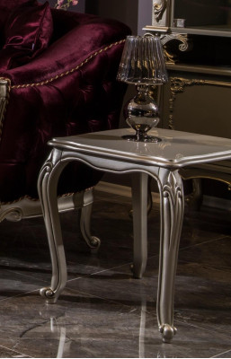 Silver Side table Baroque Rococo Table Newspaper table Living room Wood