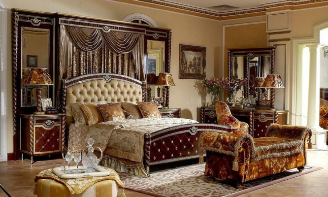 Antique Style Bed Beds Baroque Rococo Double Bed Marriage Bed Real Handcraft Upholstery
