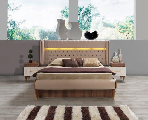 Bed Upholstery Design Luxury Double Hotel Chesterfield Wood Furniture new