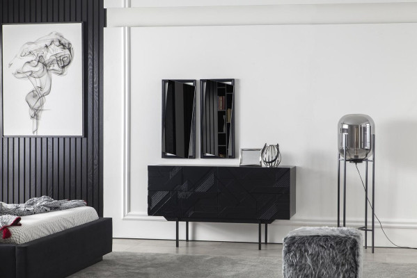 Black Chest of drawers Sideboard Wardrobe Sideboard Chests of drawers Cabinets 138cm Furniture