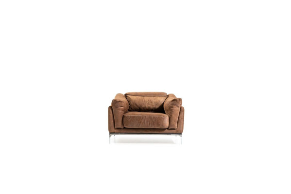 Armchair in Brown Modern Style Medium Padded Luxurious Comfortable Single Seater