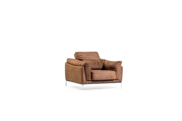Armchair in Brown Modern Style Medium Padded Luxurious Comfortable Single Seater