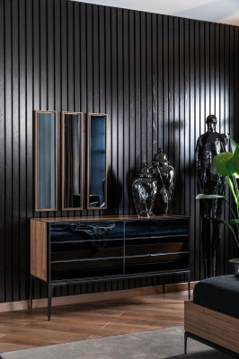 Chest of drawers Practical for the bedroom Black with storage space 139cm sideboard