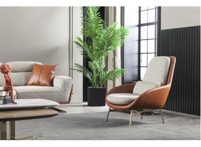 Armchair Living room Armchair Relax Chairs Club Lounge Furniture Brown Sofa