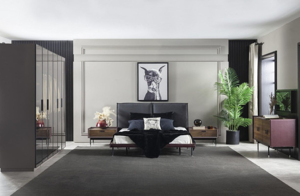 Luxury Bedside table Brown Bedroom Bedside tables Loft Modern Console