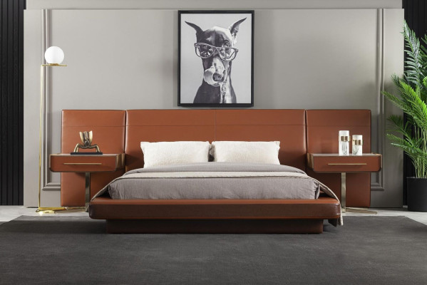 Bedside table practical with storage in brown in a modern style