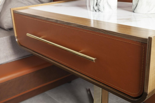 Bedside table practical with storage in brown in a modern style