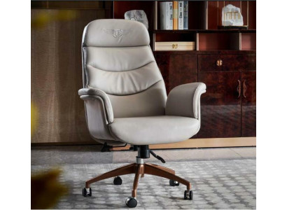 Office chair Beige Leather stainless steel Study room Office Furniture Luxury Furnishings new