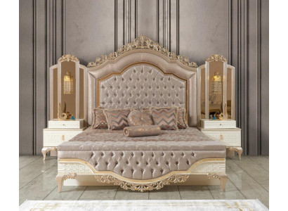 Set Bedroom Bed 2x Bedside tables 3pcs.Luxury Complete Set Design