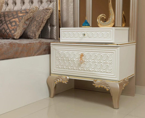 Set Bedroom Bed 2x Bedside tables 3pcs.Luxury Complete Set Design