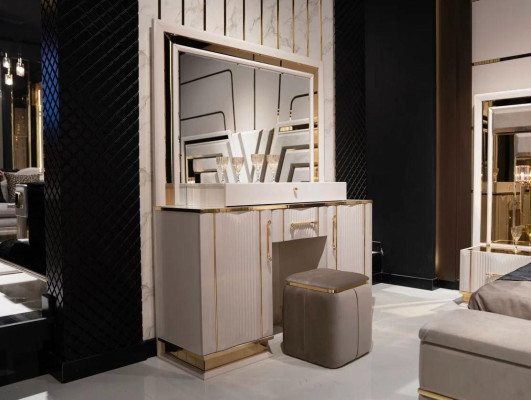 Bedroom Set Bed 2xNight Tables Wardrobe 7-piece Design Luxury new