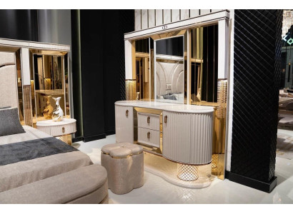 Bedroom Set Luxury Dressing table with Mirror Stool Design new 2-piece