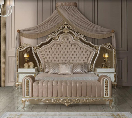 Bedroom Set Bed 2x Bedside tables Design Luxus new 5tlg White