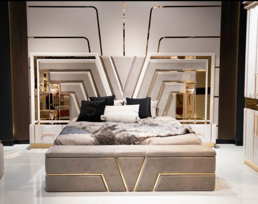 Bedroom Set Bed 2x Bedside tables Luxury new 3-piece Design Modern Wood