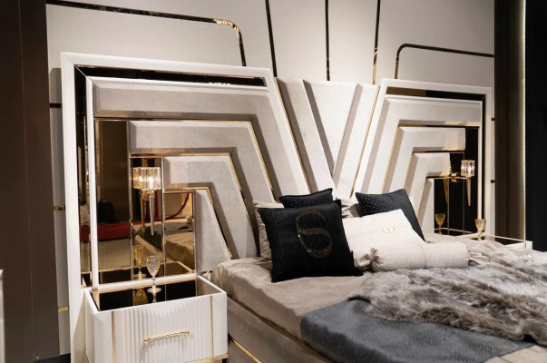 Bedroom Set Bed 2x Bedside tables Luxury new 3-piece Design Modern Wood