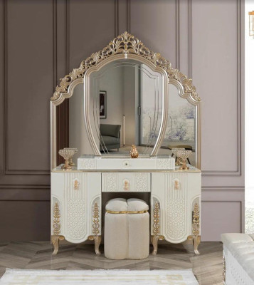 Bedroom Set Luxury Dressing table with Mirror Stool Design new 2-piece