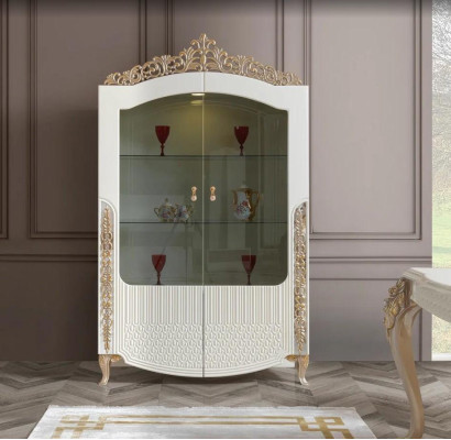 Display case standing shelf new Living room Design Furniture modern Wood / Glass White