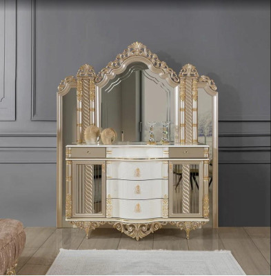 Bedroom Set Luxury Dressing table with Mirror White Design new 2-piece