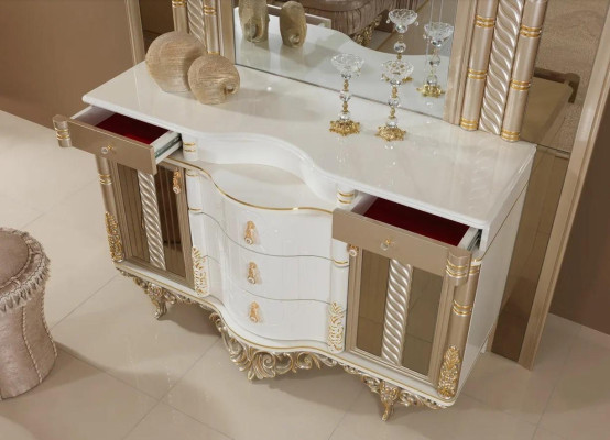 Bedroom Set Luxury Dressing table with Mirror White Design new 2-piece