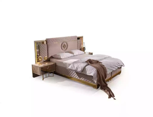 Luxury Bed 2x Bedside tables Set Beds new Double bed Bedroom -Set 3pcs