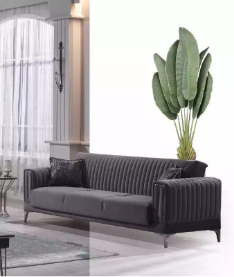 Gray Three Seater Living room Couches 3-Seater Velvet Sofas Luxury Wood Furniture Sofa
