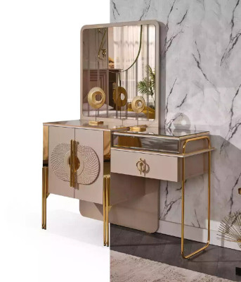 Beige Dressing table Wood Console table Bedroom Furniture Dressing table