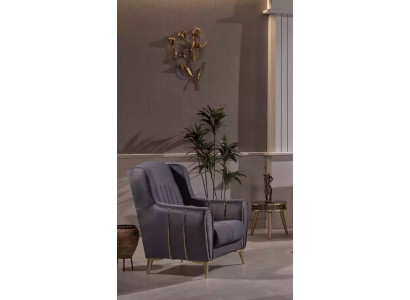 Gray stainless steel armchair modern single-seater luxury armchair club chair