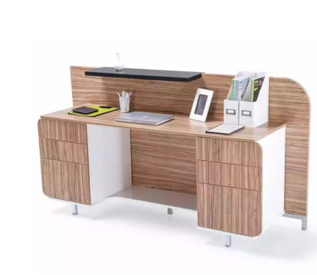 Modern Reception Table Luxury Office Wood Furniture Brown Reception Stylish