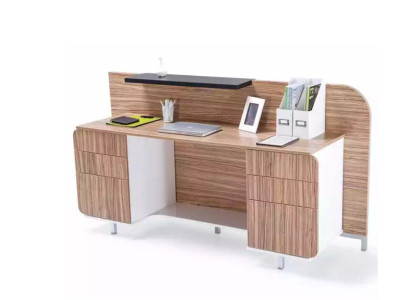 Modern Reception Table Luxury Office Wood Furniture Brown Reception Stylish