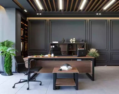 Designer Brown Desk Luxury Office furniture Wood Stylish Furnishings