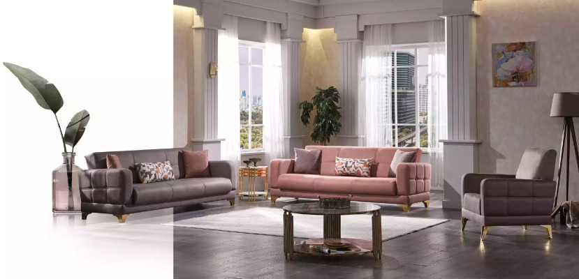 Pink three-seater sofa 3-seater couch living room seating furniture designer sofas
