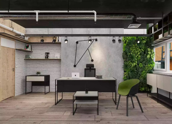 Office Bookshelf Wood Study room Shelf Furniture Gray Wood Metal