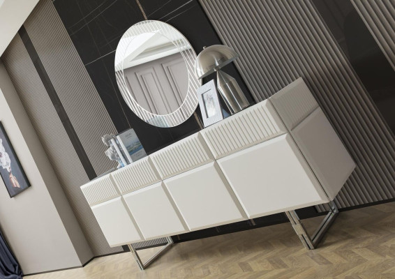 Complete e Dining room Dining set Dining table Chairs 9pcs Luxury White Sideboard