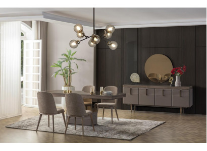Dining set dinette Dining room Dining table Chairs Gray Wood Set 9pcs Modern