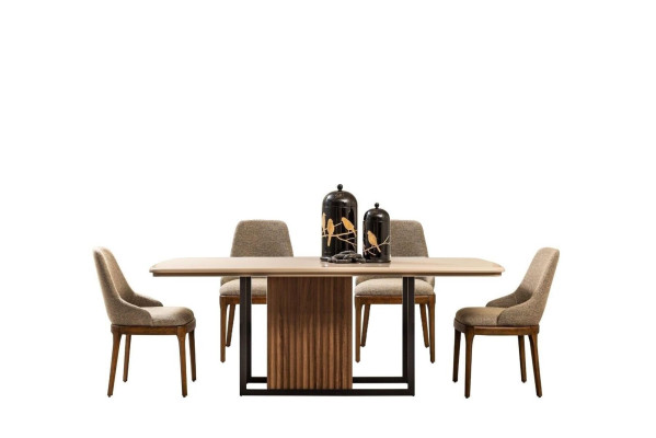 Dining set Complete e Dining room Dining table Chairs 7-piece beige dinette set